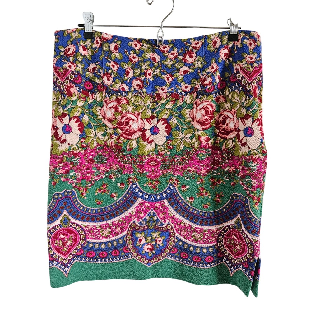 Maeve Anthropologie Floral Paisley Border Print Mini Skirt Multi Color Size 16